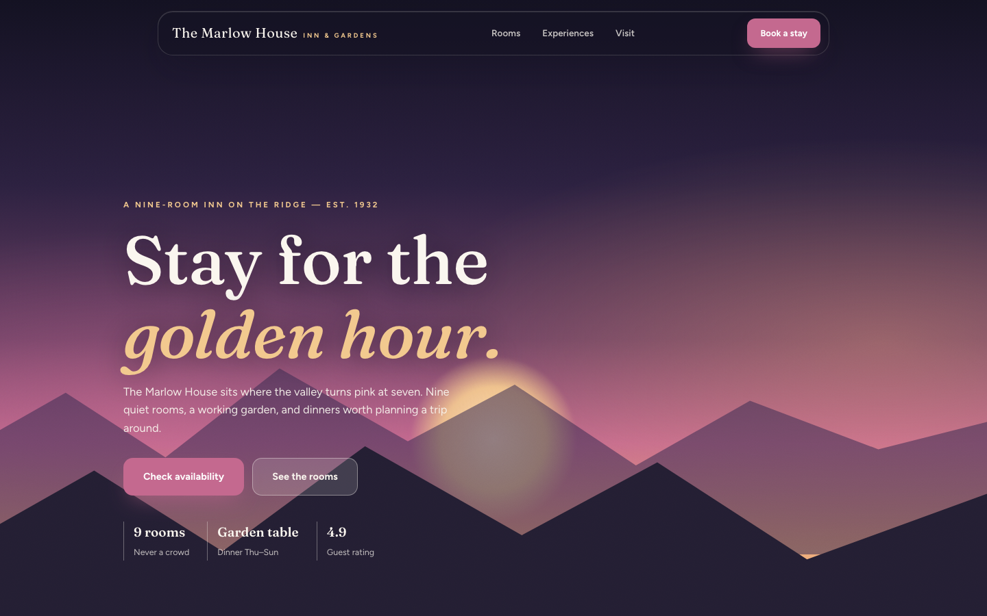 Dusk website design